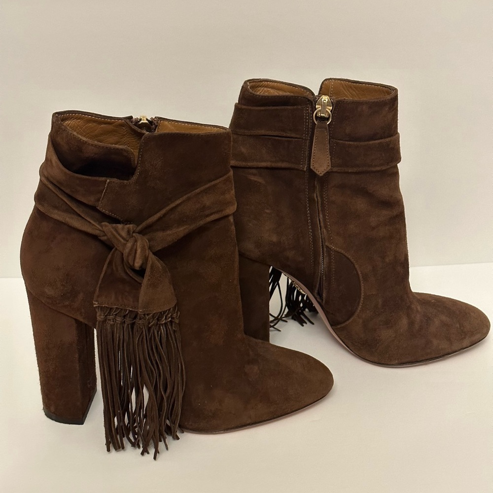 Aquazzura Brown Suede ankle cut boots size 36